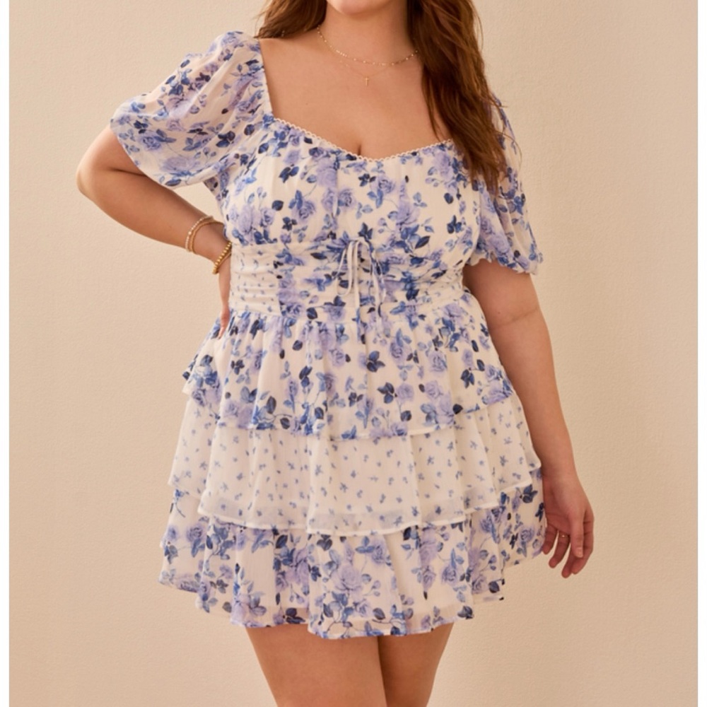 ARULA Blue Floral Mini Dress